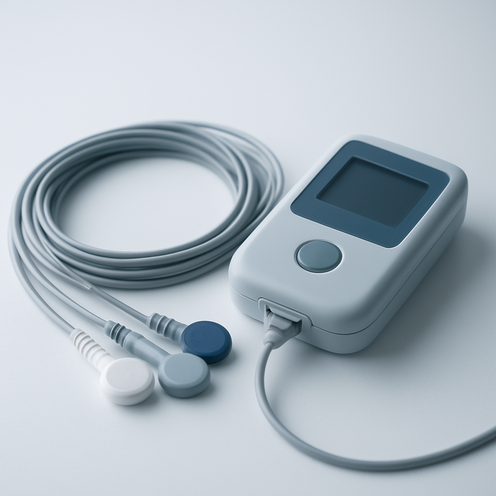 Holter cardiac monitor device with electrode wires